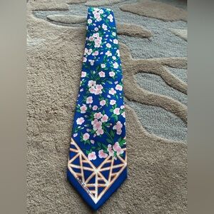 Carleton Varney Silk Blue Floral Tie